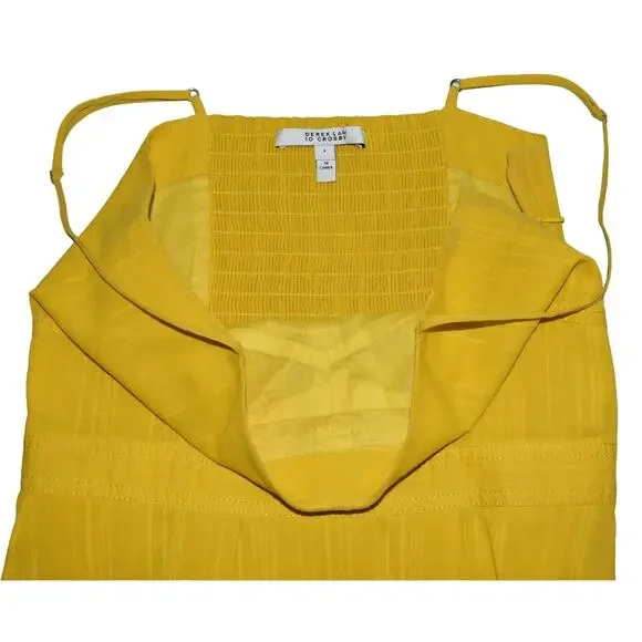 B0 DEREK LAM 10 CROSBY Marigold Cotton Ruffle Asymmetrical Hem Cami Dress Sz 4 - Picture 5 of 6